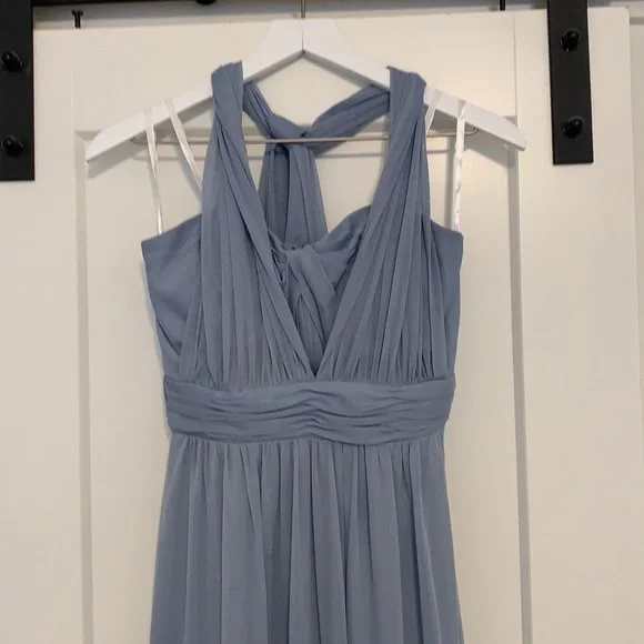 dusty blue convertible bridesmaid dress Zapakasa Women Convertible Dusty Blue Bridesmaid Dress Chiffon A Line  Wedidng Party Dress main image 1